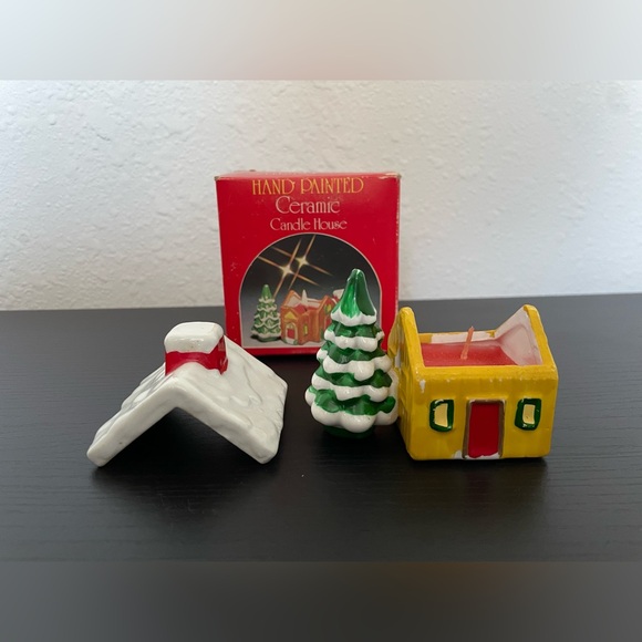 Vintage Hand Painted Ceramic Candle Holder House Christmas Decor. - Picture 4 of 5
